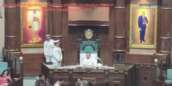 Mr. Ambedkar replaced Mr. Nehru's photo in the Madhya Pradesh Assembly, and the Congress responded.