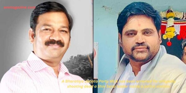 A Bharatiya Janata Party MLA has been arrested for allegedly shooting dead a Shiv Sena leader inside a police station Eknath Shinde .